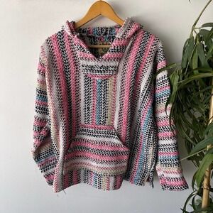 Vintage 90s Baja Joe Jacket Womens Small Colorful Mexican Hippie Boho Coastal